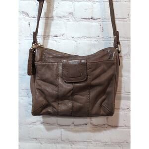 Junior Drake Small Leather Crossbody Handbag Soft Brown Gold Hardware
